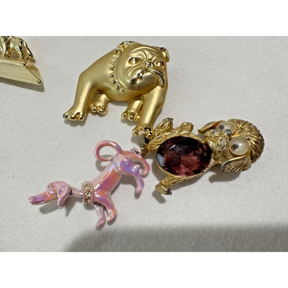16 Vintage All DOG Brooch Pin Lot Some Signed Celluloid Moveable Enamel AJC ++